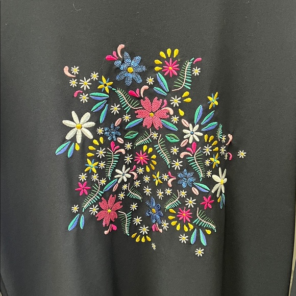 ZARA Navy Floral Embroidered Long Sleeve Tunic - Picture 3 of 4